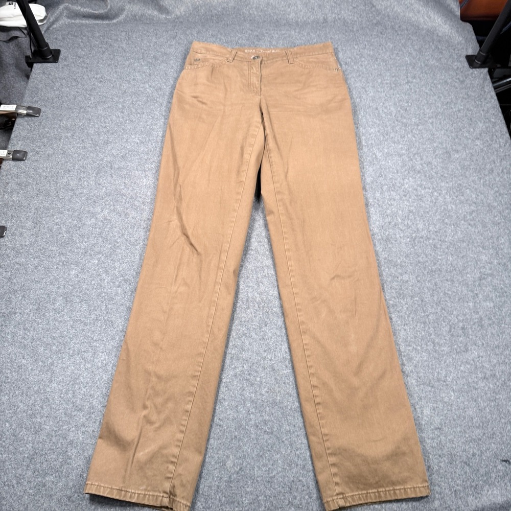 Brax Feel Good Carola Gla MTWA Tan Brown Straight Leg Pants Womens US 29/34